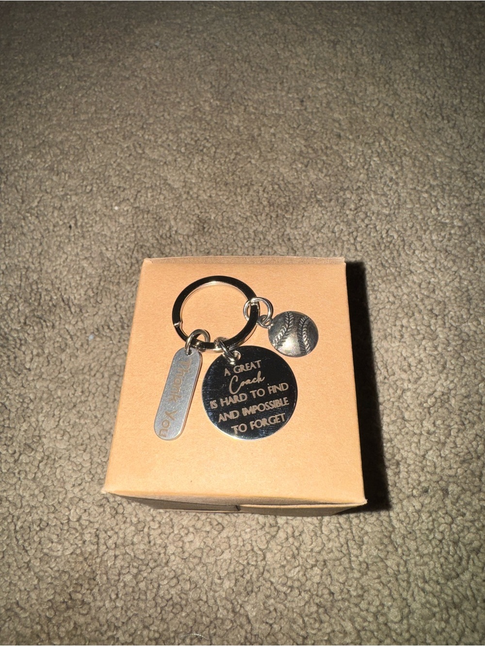 Amazon Silver Coach Appreciation Keychain with Baseball Charm